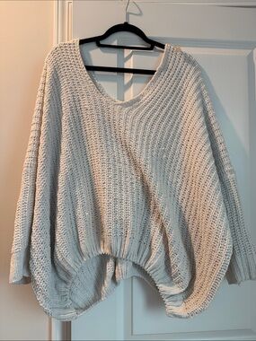 POL Cream Ribbed Scoop-Neck Oversized Sweater